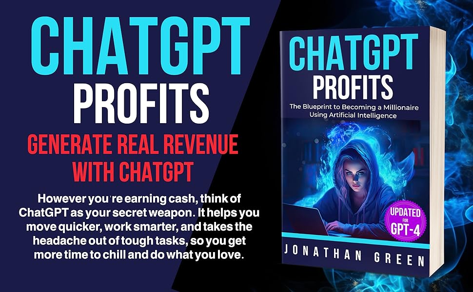 ChatGPT black banner with blue fire and 3D book cover with female hacker